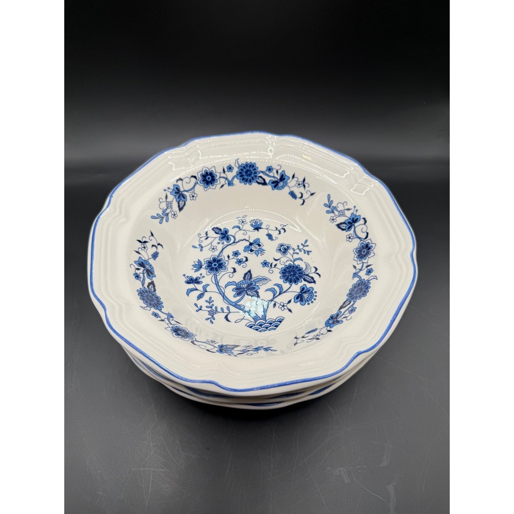 Hankook Korea Vintage set of 4 bowls "Seine Blue Onion"pattern Cereal Dessert